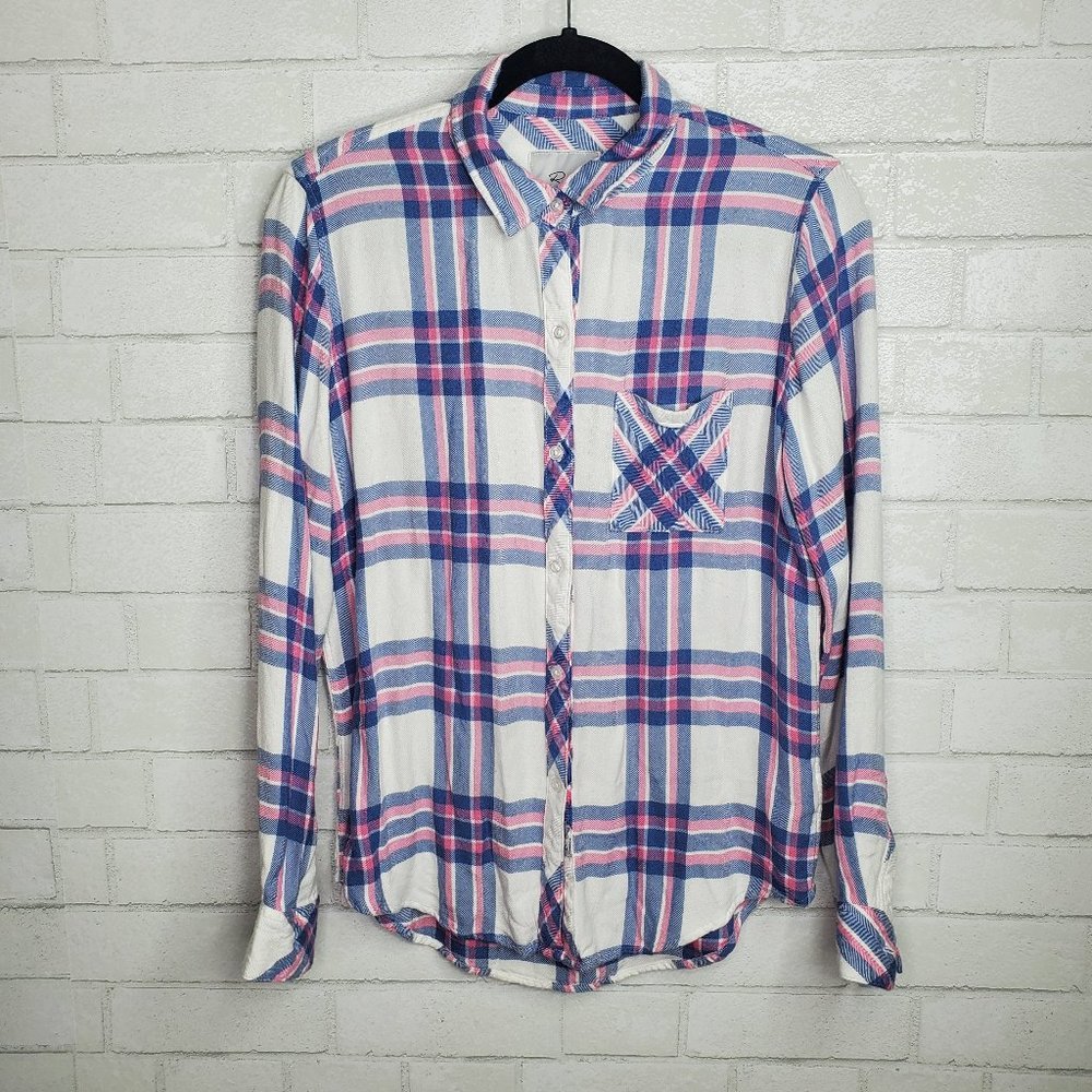 Rails Pink Blue White Plaid Flannel Button Down Shirt